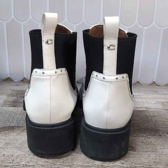 Coach White and Black Leather Boots - Picture 5 of 14